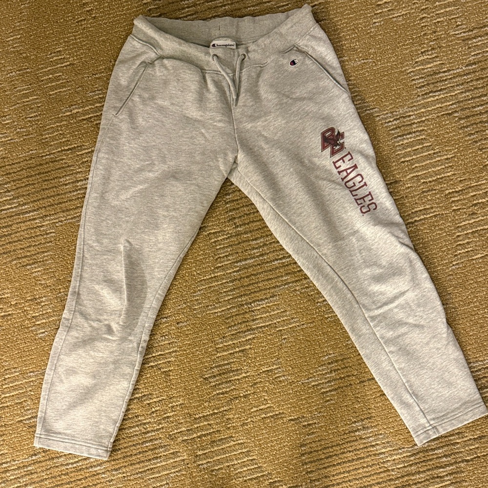 Champion Light Gray Joggers with Boston College Logo